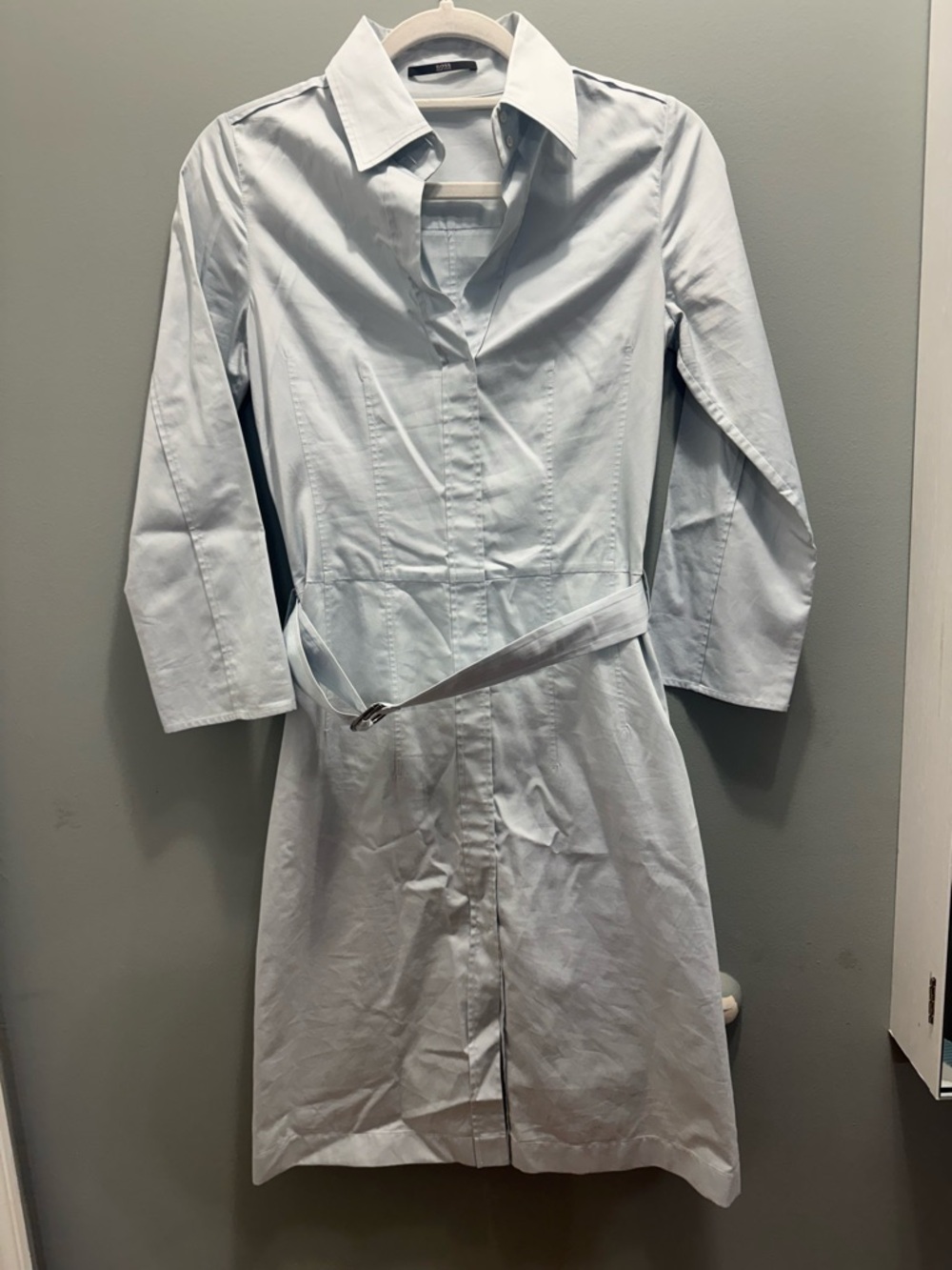 Boss Light Blue Collared Shirt Dress